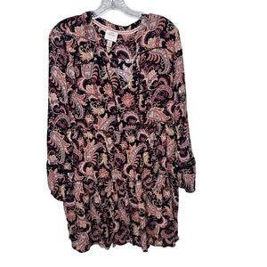 Knox Rose Size M Boho Paisley Peasant DressLsong Sleeve Rayon